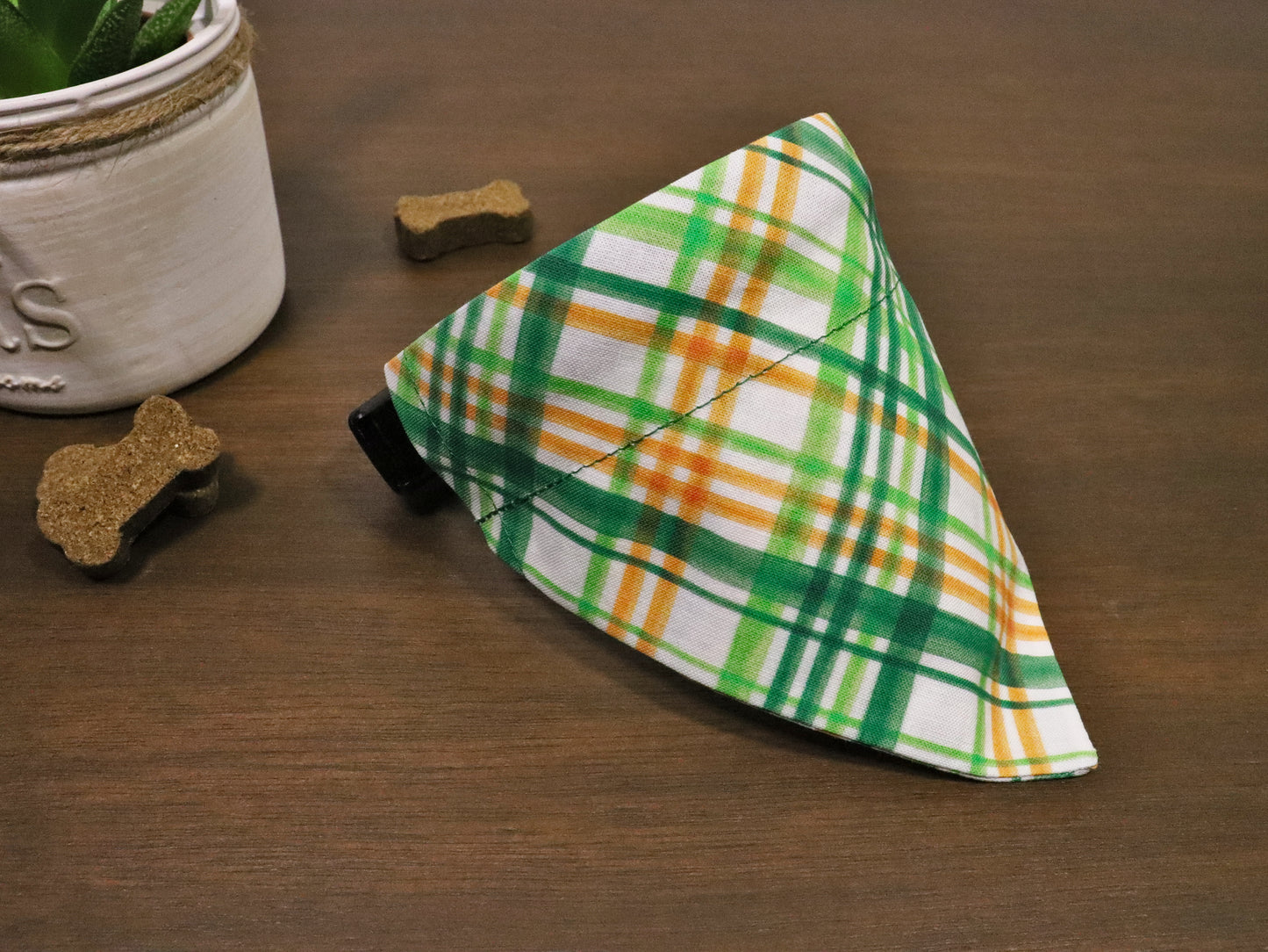 St. Patrick's Day - Green & Gold Plaid Bandana