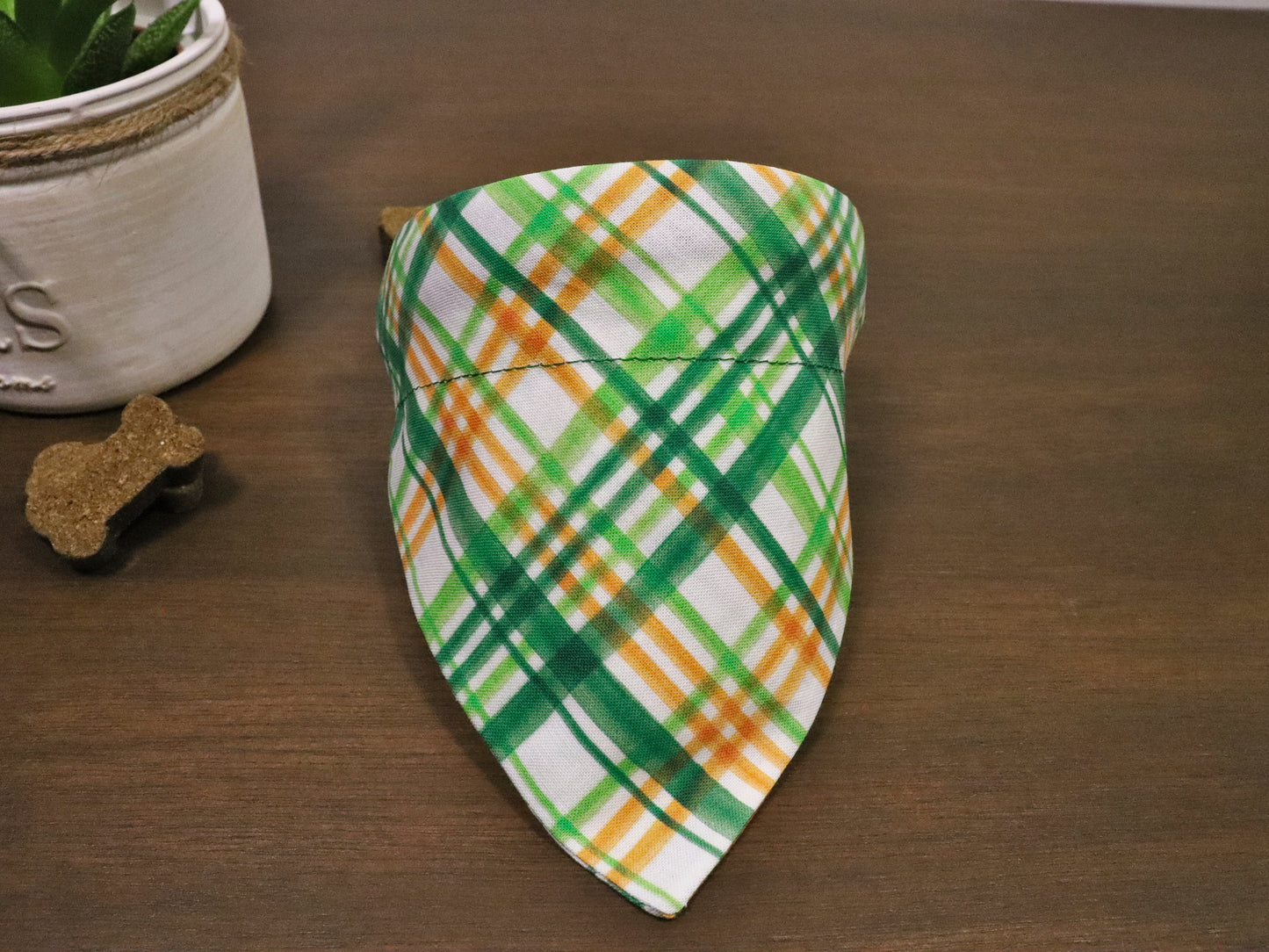 St. Patrick's Day - Green & Gold Plaid Bandana